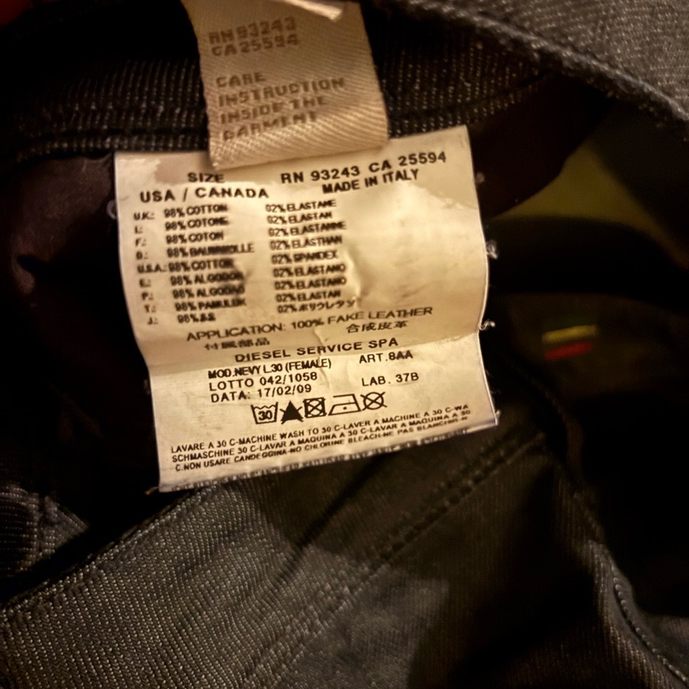 Diesel Nevy Slim Straight Stretch Jeans Low Dark Wash 26x30 Italy (2009) Women's - Picture 8 of 13